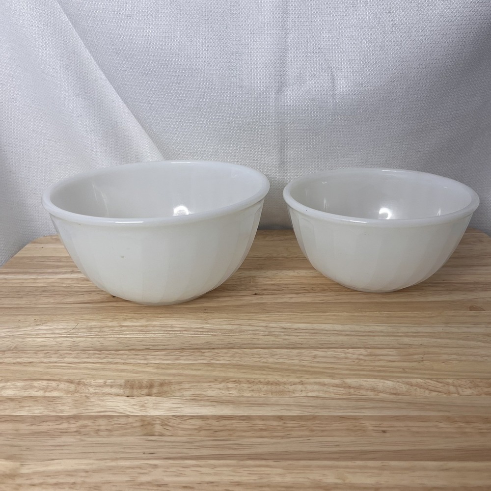 Vintage Fire King milk glass set of 2 nesting bowls